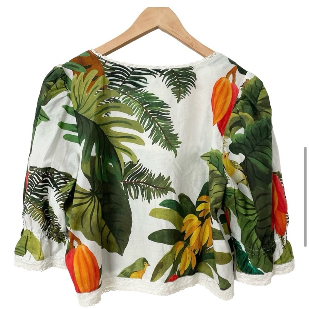FARM RIO Cocoa Forest Puff-Sleeve Blouse - Excellent Used Condition, Large - Picture 6 of 16